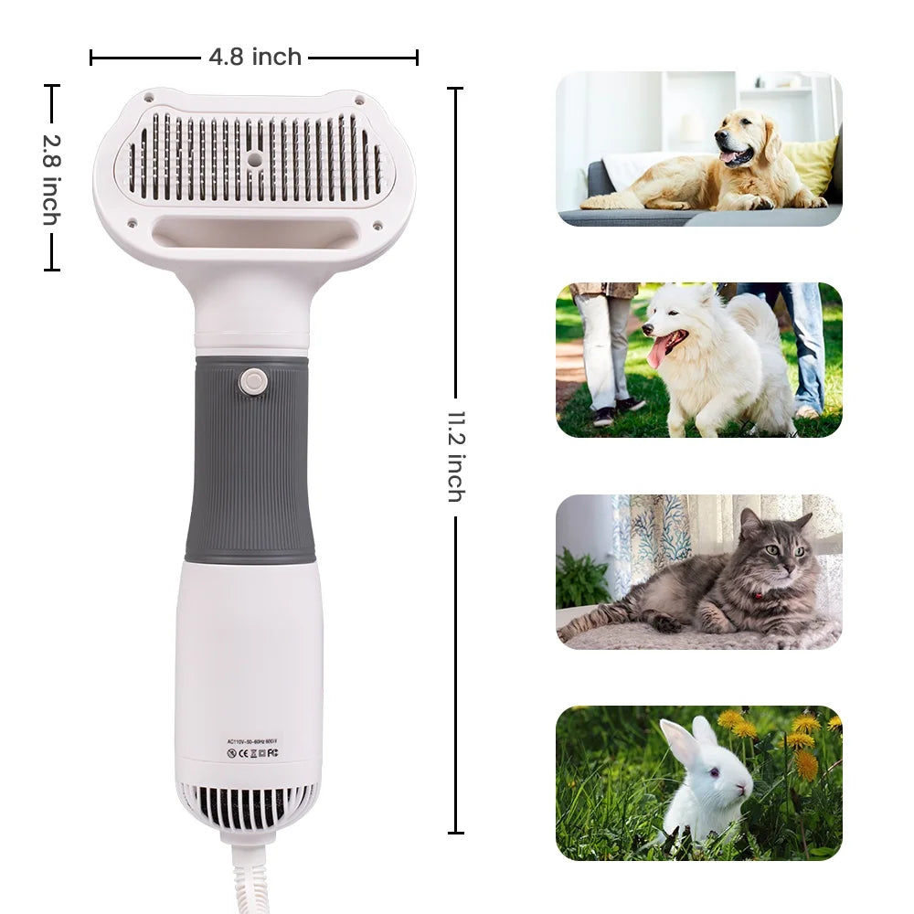 Dog Hair Dryer, 2 in 1 Dog Brush, Pet Grooming Dryer for Small Dog and Cat, Cat Hair Brush with Adjustable Temperature